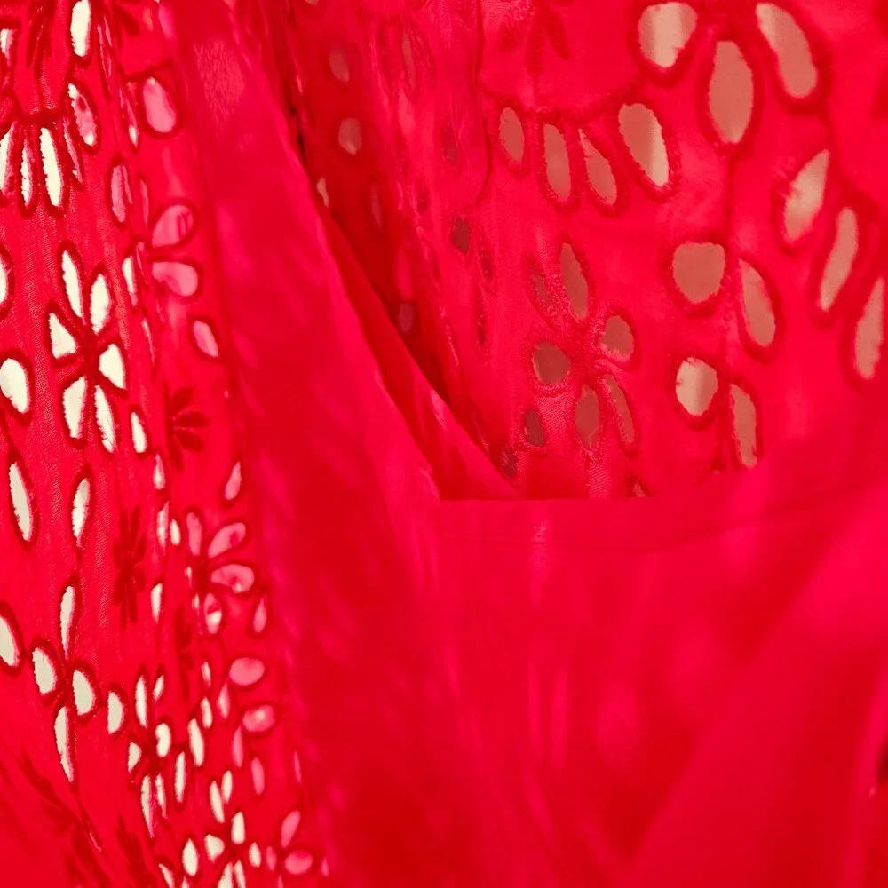 J.Crew Pink Eyelet Mockneck Top with Flutter Sleeves Size S - Picture 6 of 9